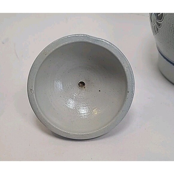 Rumtopf Crock Fermenting Jar w/ Lid Blue Salz Glazed Canister 8.5" Repaired - Picture 6 of 9